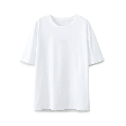 Summer Basic Round Neck Cotton Tshirt Set Short Sleeves Top Female Loose Laceup Straight Leg Pants