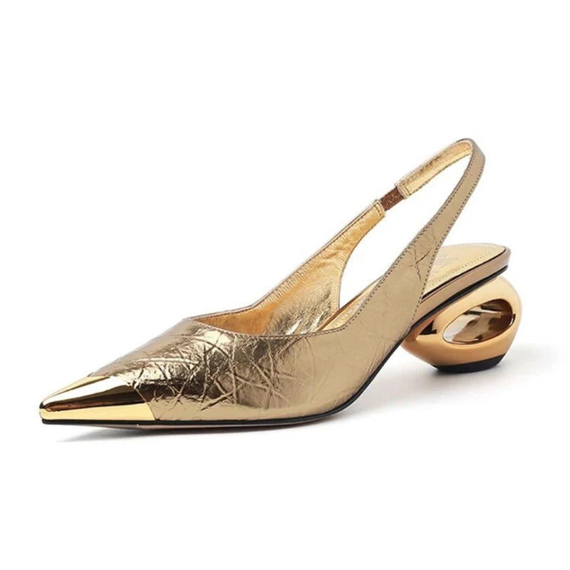 Strange Heel Dress Shoes Pointed Toe Slingbacks