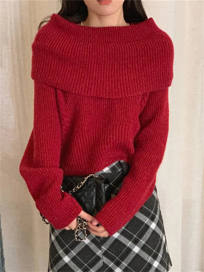 Minimalist Pullovers Sweaters Gentle Spring Slim Knitted Daily Office Lady
