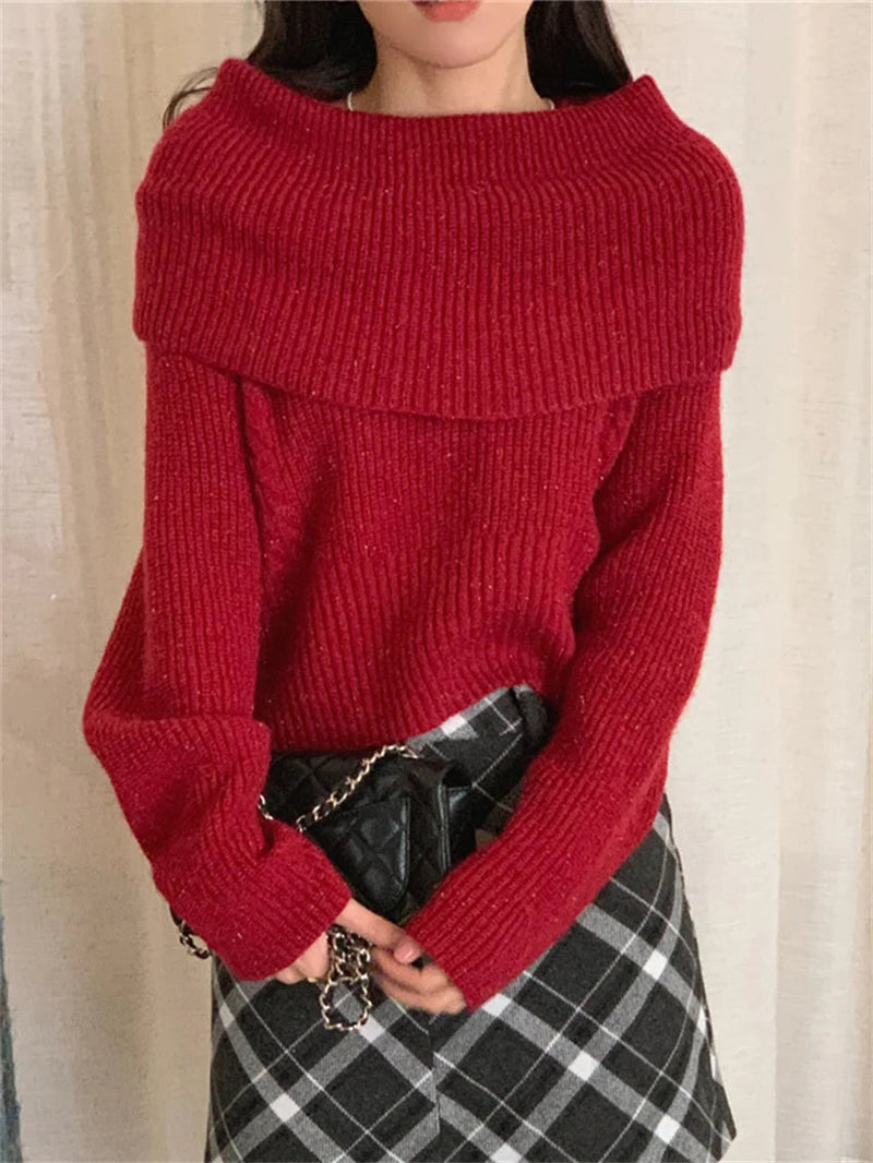 Minimalist Pullovers Sweaters Gentle Spring Slim Knitted Daily Office Lady