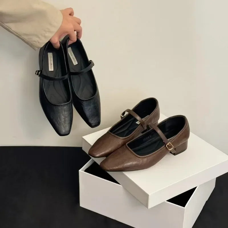Slipon Flats Square Toe Slim Daily Shoes for Woman Autumn