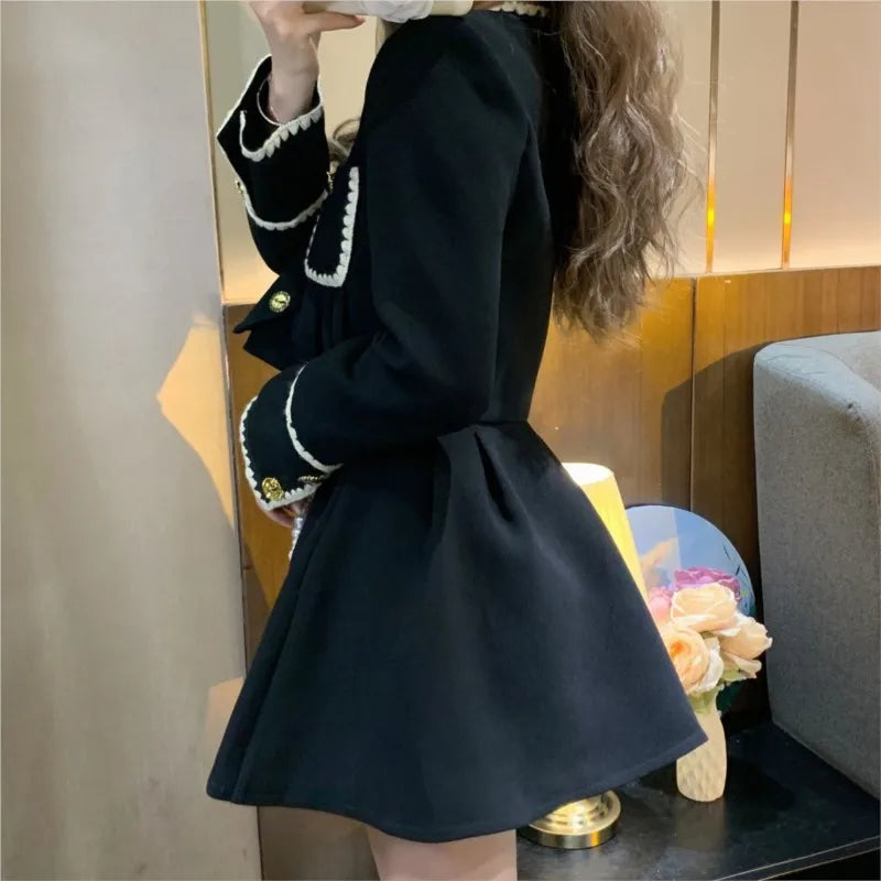 Autumn New Two-piece Skirt Sets Korean Crop Jacket Coat Mini Skirt Female Clothing Y2k Outfits
