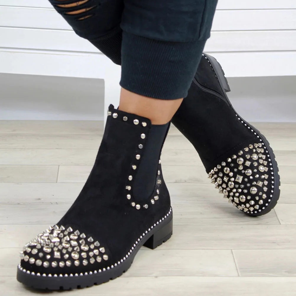 Platform Chunky Heels Ankle Boot Brand New Crystal Combat Boots Cool Comfy Shoes Motorcycle Boots