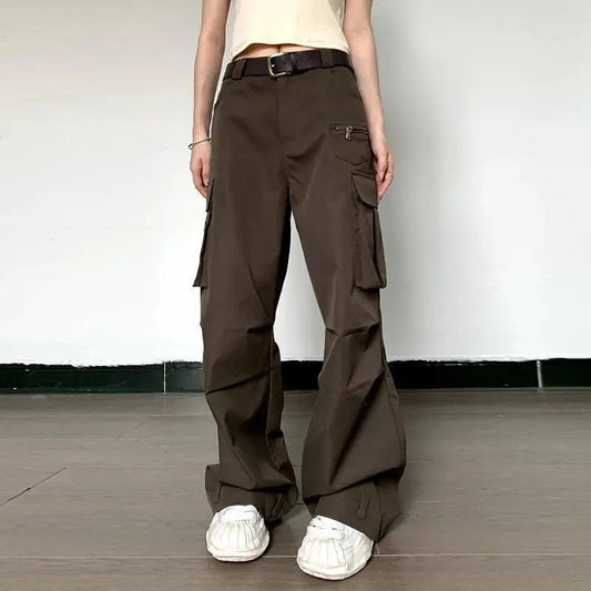 Summer Loose Cargo Pants High Waist Wide Trousers New Full Length Casaul Pants Pocket