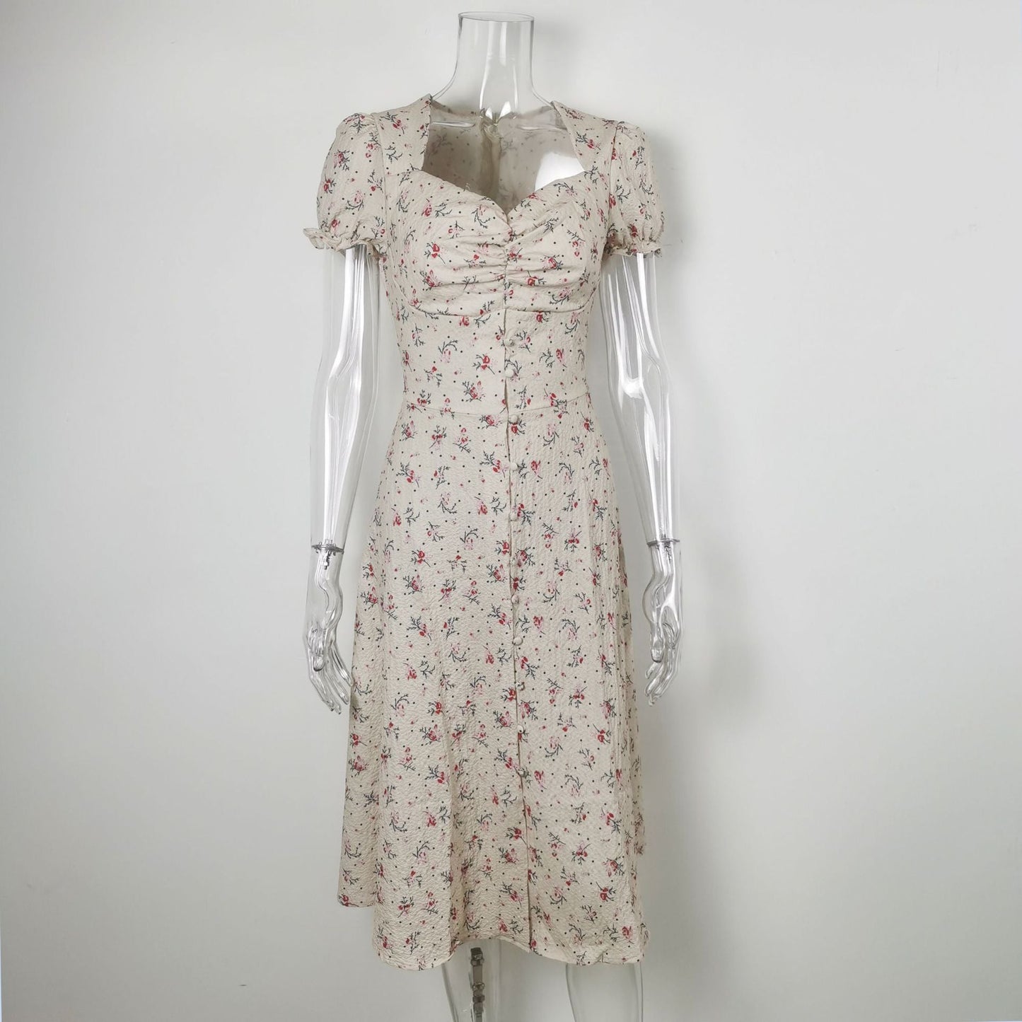 Summer Side Split Long Dress Female Beach Retro Print Sundress Vestido
