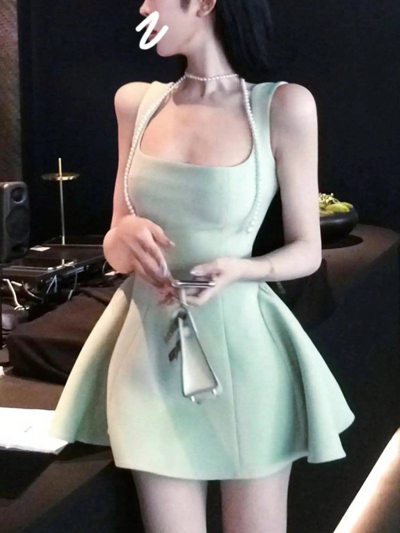 Aline Mini Dresses New Korean Summer Plain Corset Princess Tutu Dress Wedding Party Evening Robe
