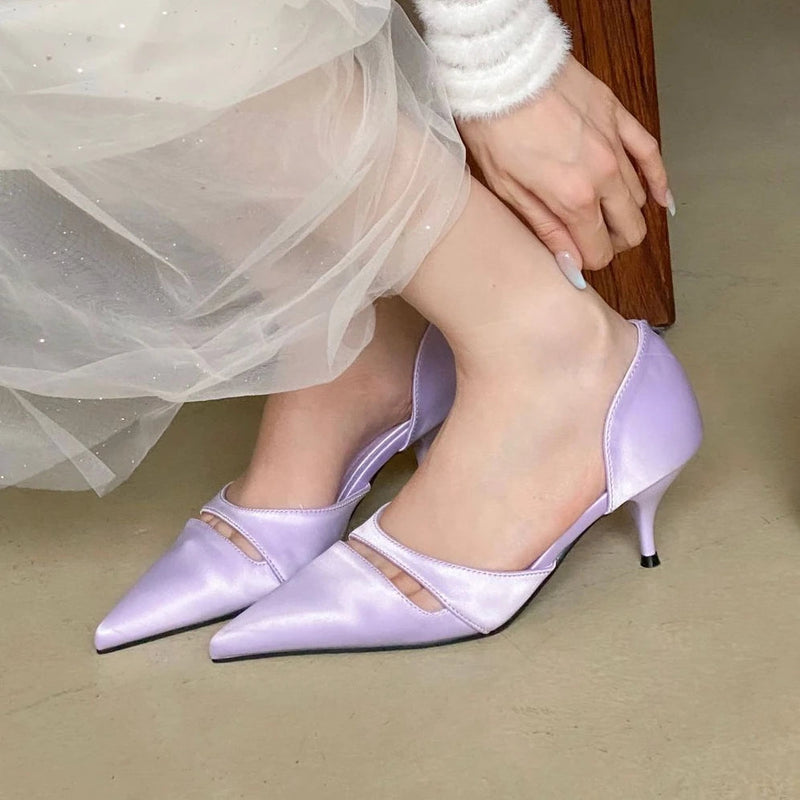 Pointed Toe Pumps Summer New Sandals Female Slingback High Heels Designer Brand Comfy Elegance Low Heel Office Shoes