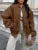 Winter Pocket Outwear Female Patchwork Loose Lapel Long Sleeve ’s Coat