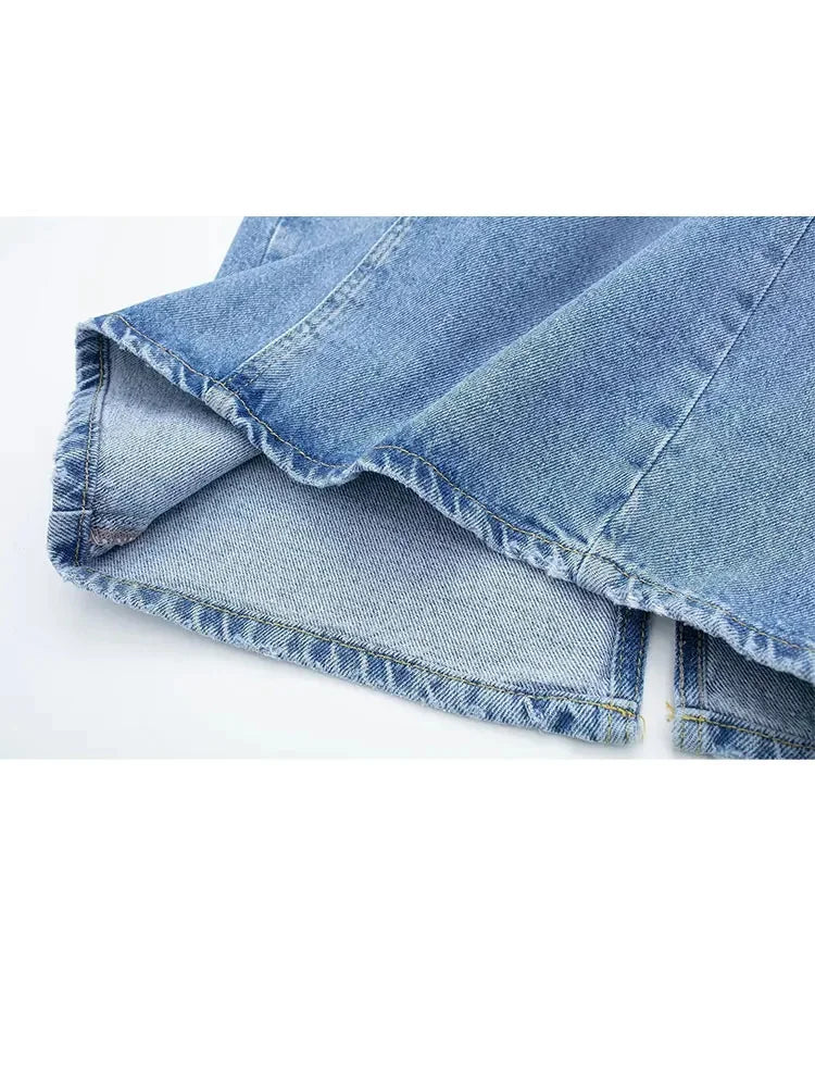 Summer Denim Skirt for High Waist Midi Skirts Zipper Female Slim Pencil Hem Slit Wrap Skirt