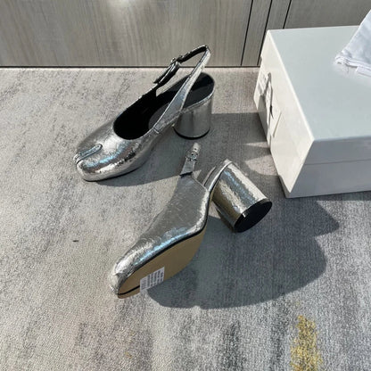Split Toe Ninja Split Toes Pumps Woman Heels Mary Janes Round High Heel Shoes Buckle Strap Shallow Sandals Shoes
