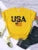 Usa Letters American Flag Stars and Stripes Printed T-shirts Street Hip Hop Tee Clothing Summer Breathable Tshirt Female