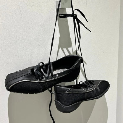 Autumn Black Ballet Shoes Flat Cross Strap Functional Shoes Comfortable Soft Bottom Mary Jane Shoes Ballet Sneakers
