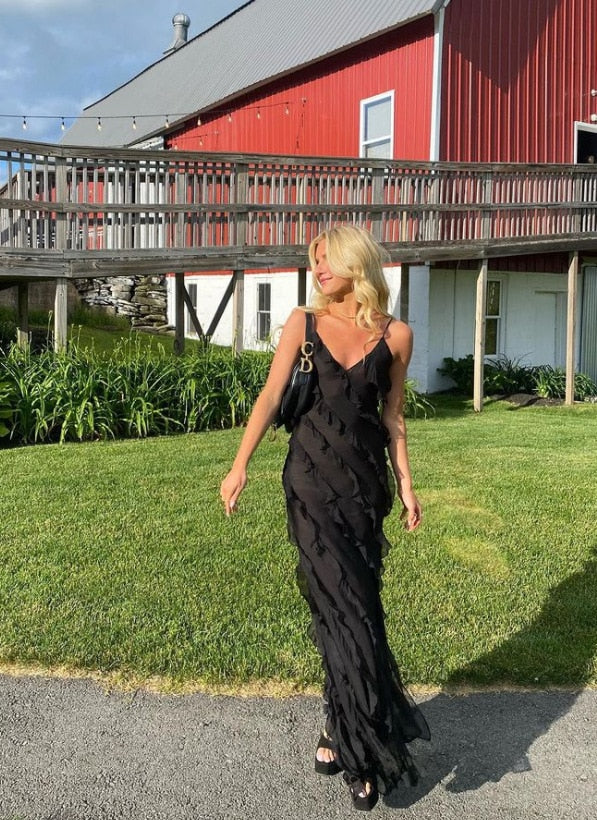 Deep V Neck Maxi Dress
