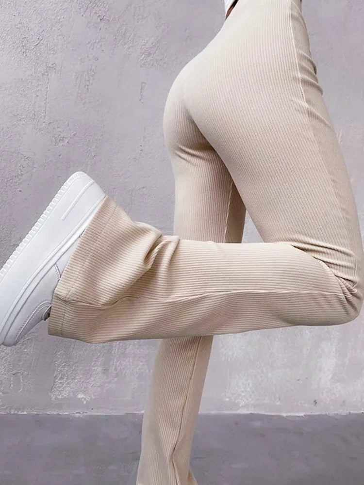 High-waisted Long Micro Flare Y2k Pants Trousers Color High Waist Slim Clothes Sweatpants