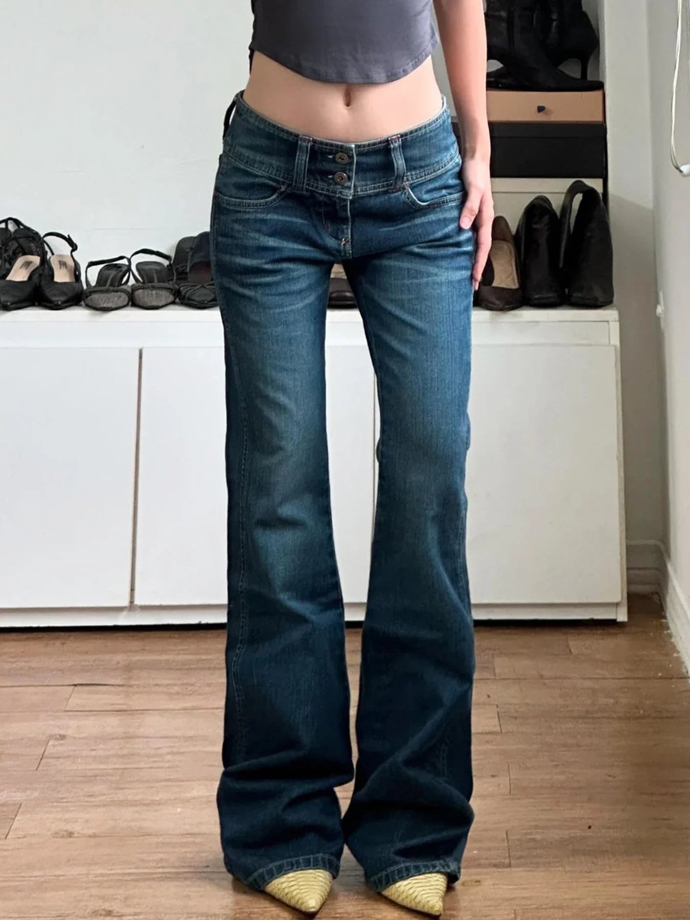 Button-up Denim Pants Street Style Low Rise Baggy Straight Jeans for Y2k Aesthetic Loose Denim Trouser 90s
