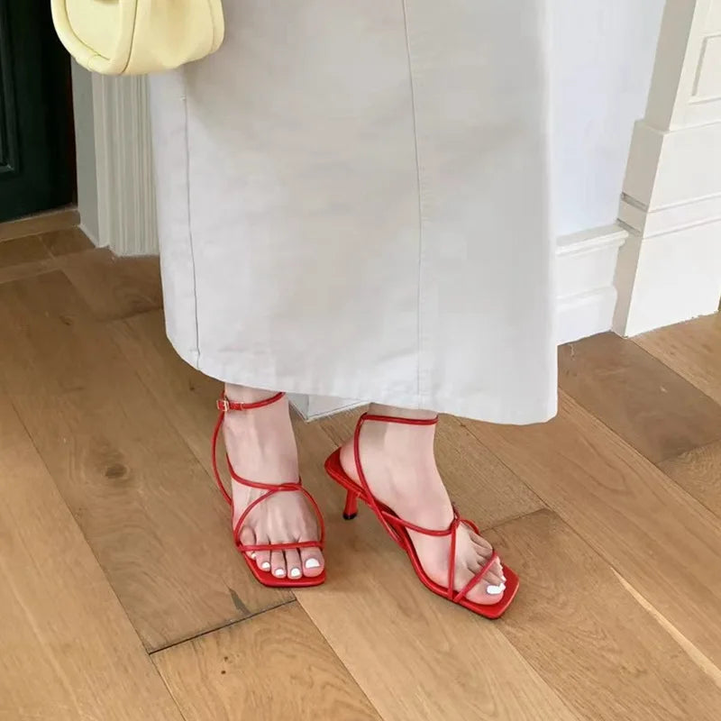 Shoes Sandals Stiletto Heels Suit Female Beige Allmatch Low New Comfort High Retro Summer