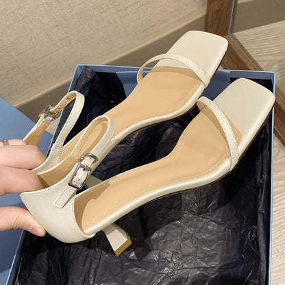 Thin High Heel Sandals Narrow Band Open Toe Ankle Strap Summer Heeled Dress Pumps Shoes for