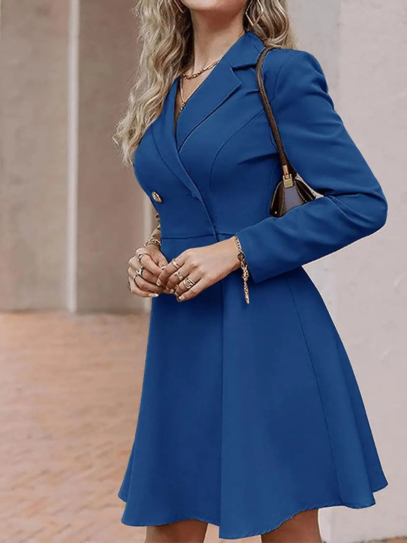 Autumn/winter New Color Double Breasted Long Sleeve Dress Coat Dress for Beach Dress