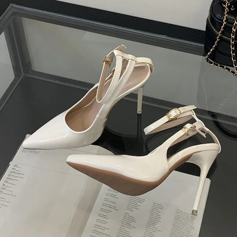 Pointed Toe Ankle Strap High Heels Party Shallow Designer Brand Shoes Summer Backless Stripper Shoes