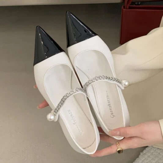 Pointed Toe Thin High Heel Shoes Summer Design Buckle Metal Decoration Banquet Mary Jane Shoes