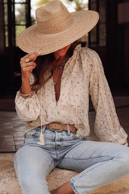 Printed Tassel Blouse