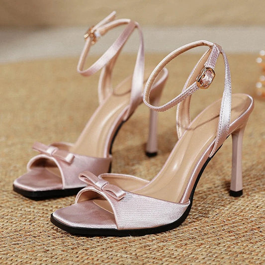 High Heels Ankle Strap Fish Mouth Sandals for Bowknot Designer Brand Party Dress Shoes Pumps