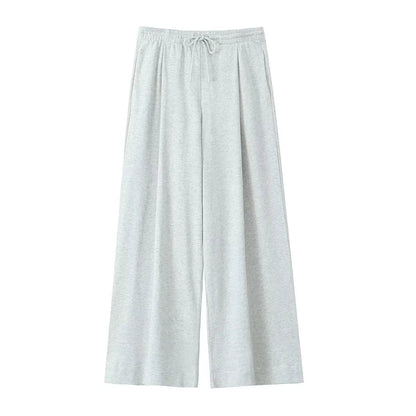 Woman Drawstring Long Pants Autumn High Waist Loose Wide Leg Trousers Female Sweatpants