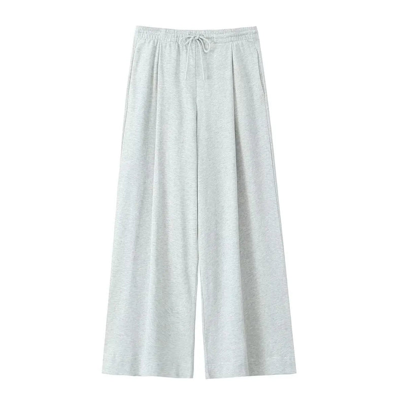 Woman Drawstring Long Pants Autumn High Waist Loose Wide Leg Trousers Female Sweatpants