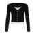 Y2k Contrast Lace Slim Top Autumn Long Sleeve Buttons T-shirt Knitted Outfits Sweet Korean Tee