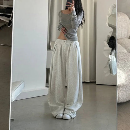 Oversized Grey Sweatpants Y2k America Style Retro Baggy Pants Sports Hip Hop Trousers Joggers