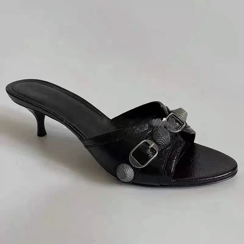 New Brand Shoes Black High Heels Sharp Pointed Suede Pumps Shallow Mouth Etiquette Shoes Mujer Zapatos