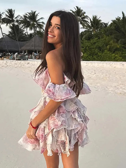 Chiffon Ruffle Bodycon Mini Dress