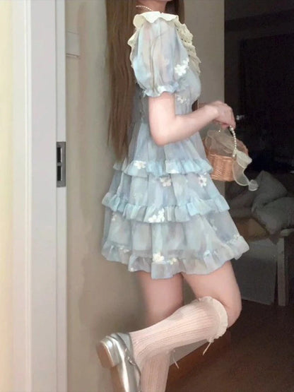 Kawaii Mini Dress Embroidery Dress One Piece Dress Japanese Lolita Even Party Fairy