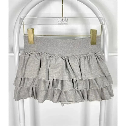 Pleated Color Aline Skirt Spring New Korean Slim Rough Selvage Cake Skirt