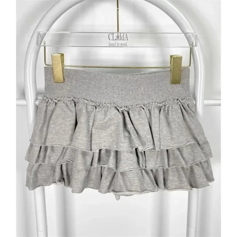 Pleated Color Aline Skirt Spring New Korean Slim Rough Selvage Cake Skirt
