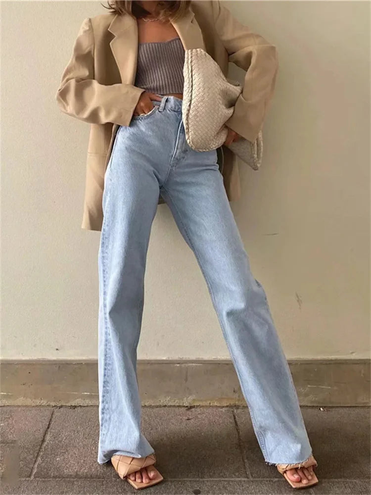 Jeans Bottom Straight Leg Baggy Jeans Fall Boyfriend Long Trousers High Waist Denim Pants