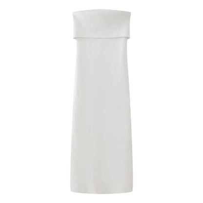 Woman Tube Midi Dress Elastic Strapless Backless Slim Dresses Female Off Shoulder Dress