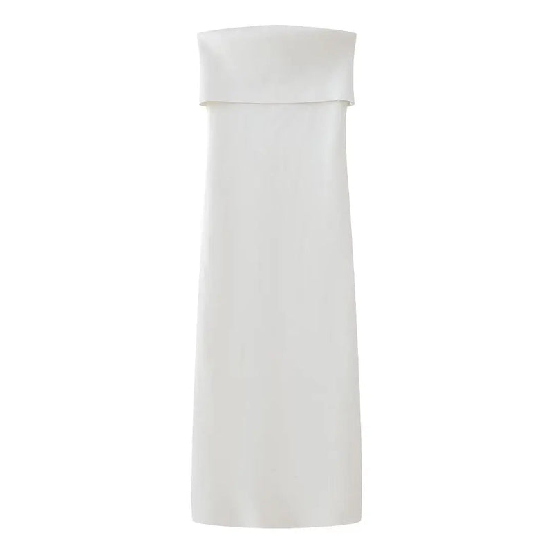Woman Tube Midi Dress Elastic Strapless Backless Slim Dresses Female Off Shoulder Dress