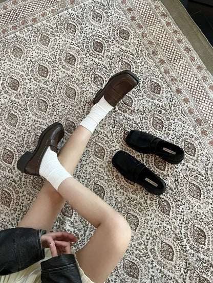 Size 3440 Pu Autumn Real Leather Loafers Spring Flats Shoes Low Heels Office Lady Daily Dress