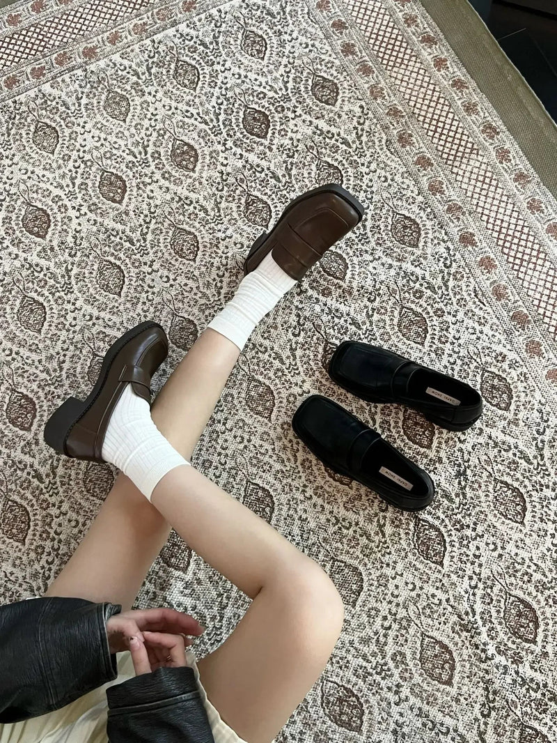Size 3440 Pu Autumn Real Leather Loafers Spring Flats Shoes Low Heels Office Lady Daily Dress