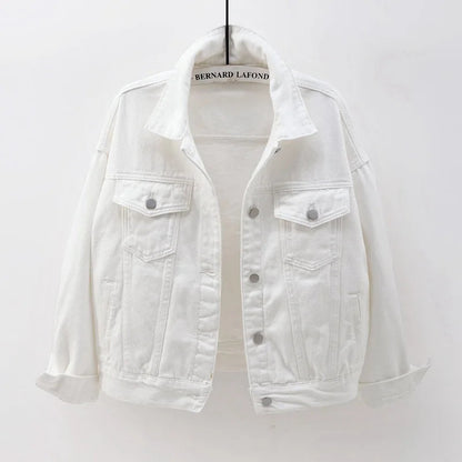 Denim Jacket Spring Autumn Short Coat Pink Jean Jackets Tops Purple Yellow White Loose Tops Lady Outerwear
