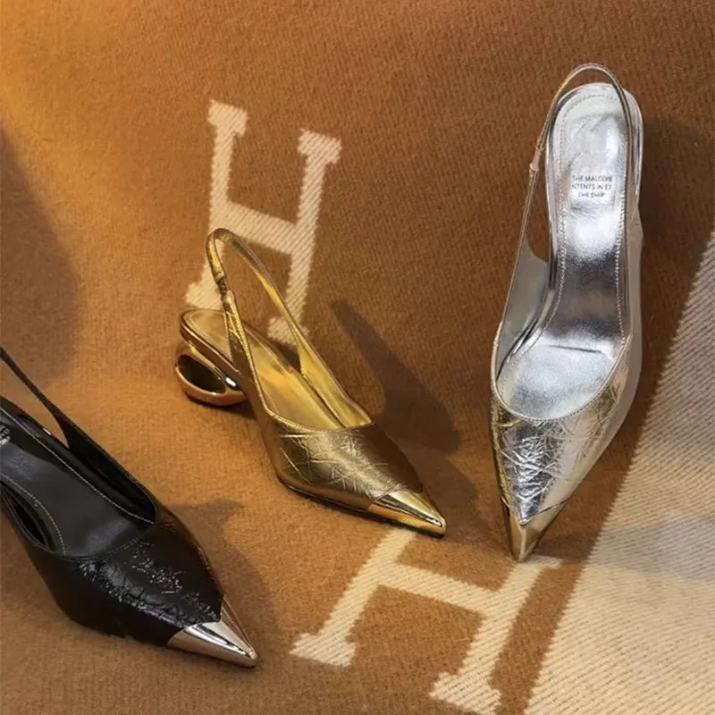 Strange Heel Dress Shoes Pointed Toe Slingbacks