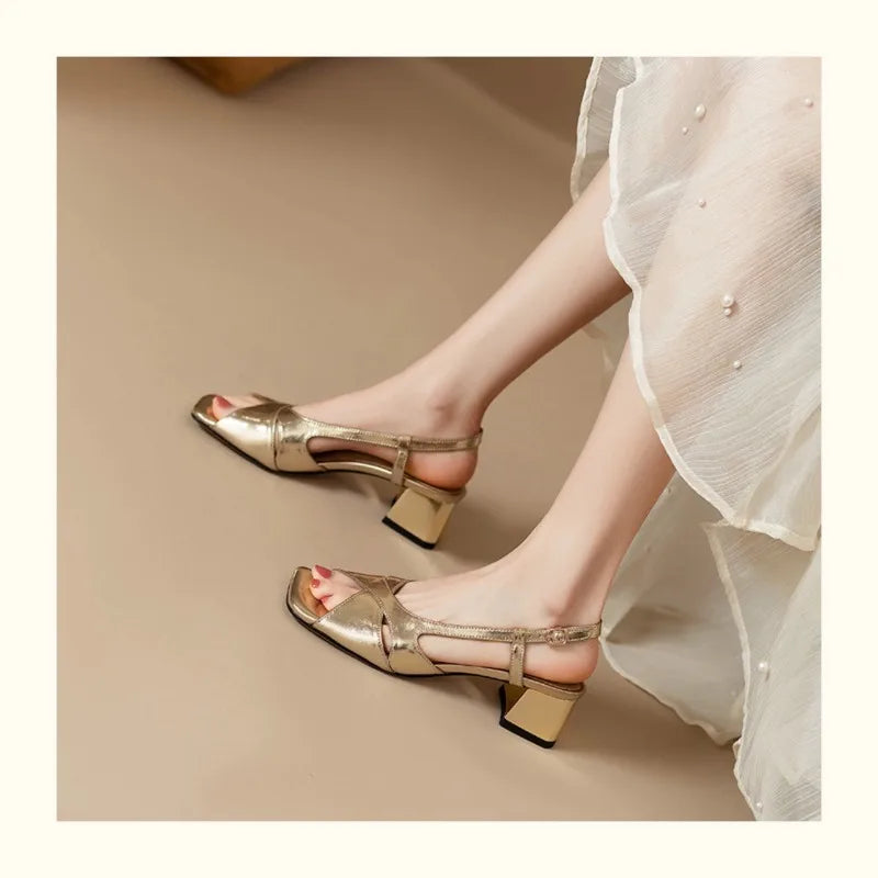 Hollowedout Open Toe Buckle Sandals Shoes Designer Soft Sole Outdoor Beach High Heel Sandals