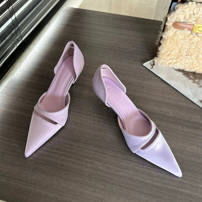 Pointed Toe Pumps Summer New Sandals Female Slingback High Heels Designer Brand Comfy Elegance Low Heel Office Shoes