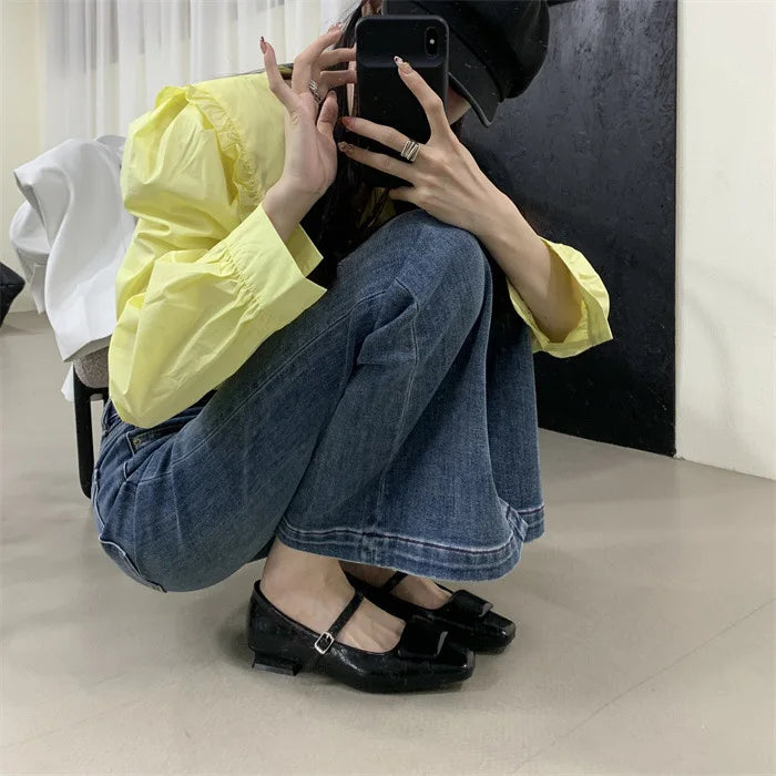 Shoes Heels Female Sneakers Flats Square Toe Modis Clogs Platform on Heels Dress Retro Summer Comfortable Ne