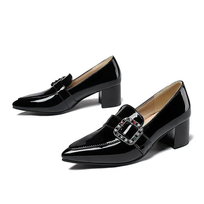 Medium Heels Pumps Woman New Nude Green Black Pointed Toe Party Office Wedding Shoes Large Size 44 45