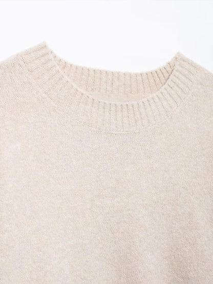 Knitted O-neck Sweaters Retro Loose Pullover Sweater Female Autumn Street All-matching Tops