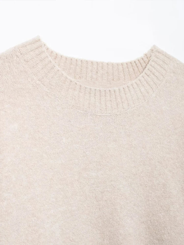 Knitted O-neck Sweaters Retro Loose Pullover Sweater Female Autumn Street All-matching Tops
