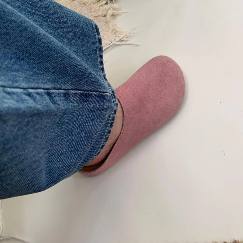 Low Slippers Soft Flock Cover Toe Loafers Female Shoes Slides Platform Comfort Fabric Hoof Heels Rubber Pu Rome Shoes Ladie