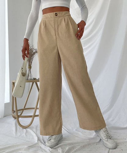Pleat Front Corduroy Pants